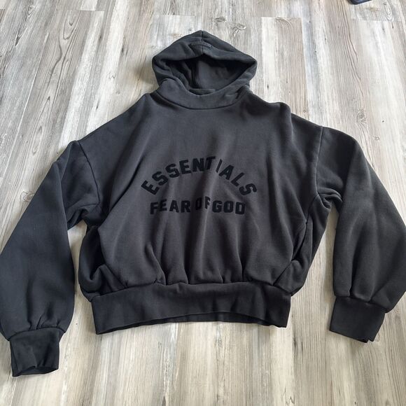 NWOT Essentials Fear Of God Essentials Black Oversized Hoodie Size XS - Picture 1 of 9